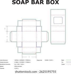 Vektorgrafik einer Schablone für Seifenstücke mit Abmessungen für das Verpackungsdesign