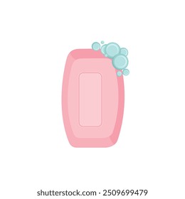 Vector illustration of soap bar in cartoon flat style. Icons of soap bars, aromatic organic cosmetics with natural ingredients for skin care, spa treatments and washing hands. Set of soaps