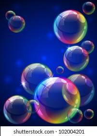 Vector illustration - soap bubbles background. Eps10 vector file, contains transparent objects and opacity mask.