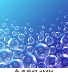 Vector illustration of soap bubbles on a blue background