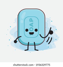 Vector Illustration of Soap Character with cute face, simple hands and leg line art on Isolated Background. Flat cartoon doodle style.
