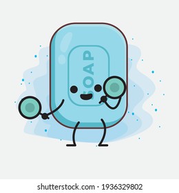 Vector Illustration of Soap Character with cute face, simple hands and leg line art on Isolated Background. Flat cartoon doodle style.