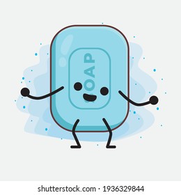 Vector Illustration of Soap Character with cute face, simple hands and leg line art on Isolated Background. Flat cartoon doodle style.