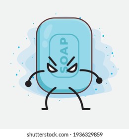 Vector Illustration of Soap Character with cute face, simple hands and leg line art on Isolated Background. Flat cartoon doodle style.