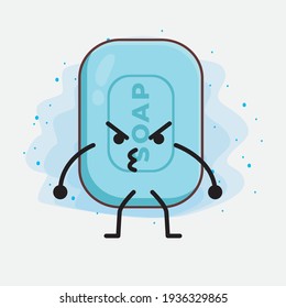 Vektorgrafik des Seifenzeichens mit süßem Gesicht, einfachen Händen und Beinlinien auf isoliertem Hintergrund. Flacher Cartoon-Doodle-Stil.