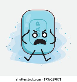 Vector Illustration of Soap Character with cute face, simple hands and leg line art on Isolated Background. Flat cartoon doodle style.