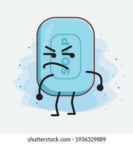 Vector Illustration of Soap Character with cute face, simple hands and leg line art on Isolated Background. Flat cartoon doodle style.