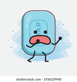 Vector Illustration of Soap Character with cute face, simple hands and leg line art on Isolated Background. Flat cartoon doodle style.