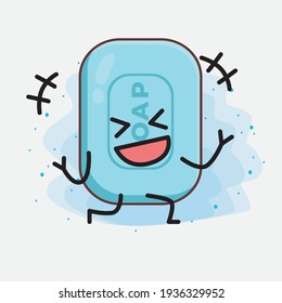 Vector Illustration of Soap Character with cute face, simple hands and leg line art on Isolated Background. Flat cartoon doodle style.