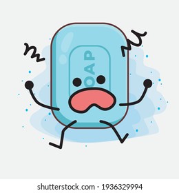 Ilustración vectorial del personaje de jabón con cara linda, manos simples y líneas de piernas en fondo aislado. Estilo de dibujo animado plano.