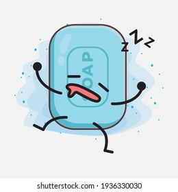 Ilustración vectorial del personaje de jabón con cara linda, manos simples y líneas de piernas en fondo aislado. Estilo de dibujo animado plano.