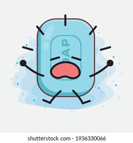Ilustración vectorial del personaje de jabón con cara linda, manos simples y líneas de piernas en fondo aislado. Estilo de dibujo animado plano.