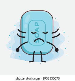 Vector Illustration of Soap Character with cute face, simple hands and leg line art on Isolated Background. Flat cartoon doodle style.