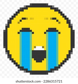 Vector illustration of sob  emoticons in a pixel art 8 bit video game style. Simple design on transparent background (PNG).