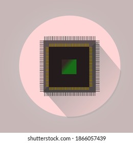 Ilustración vectorial de un SoC que potencia los smartphones, el sistema en chip, los procesadores para smartphones, la unidad de procesamiento central, la tecnología 5G.