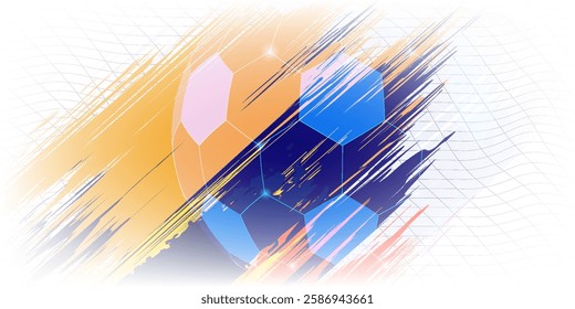vector illustration of soccer athlete with jumping smash action. colored silhouette style design, grunge. national sports day of soccer.technology
