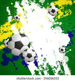 Vector Illustration of a Soccer Background with Brazil Colors