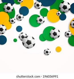 Vector Illustration of a Soccer Background with Brazil Colors