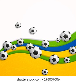 Vector Illustration of a Soccer Background with Brazil Colors