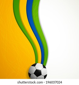 Vector Illustration of a Soccer Background with Brazil Colors