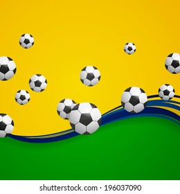 Vector Illustration of a Soccer Background with Brazil Colors