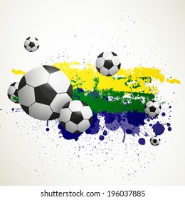 Vector Illustration of a Soccer Background with Brazil Colors