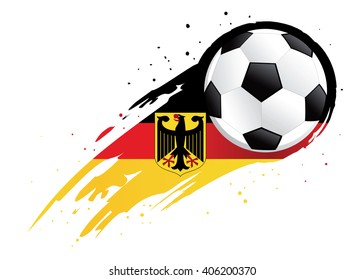 Vector illustration of a soccer ball with abstract Germany insignia brush strokes