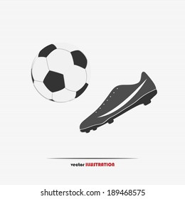 Vector illustration of soccer ball and boots for your design