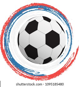 Vector illustration of a soccer ball with color of russian tricolor flag.