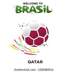 Vector illustration of a soccer ball in the colors of the national flag on the white background. CONMEBOL Copa America 2019 soccer championship tournament in Brasil. Broadcast template. 