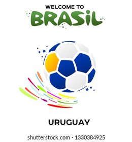 Vector illustration of a soccer ball in the colors of the national flag on the white background. CONMEBOL Copa America 2019 soccer championship tournament in Brasil. Broadcast template. 