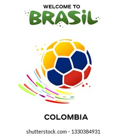 Vector illustration of a soccer ball in the colors of the national flag on the white background. CONMEBOL Copa America 2019 soccer championship tournament in Brasil. Broadcast template. 