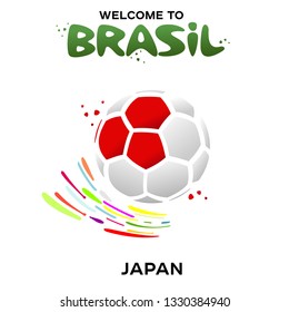 Vector illustration of a soccer ball in the colors of the national flag on the white background. CONMEBOL Copa America 2019 soccer championship tournament in Brasil. Broadcast template. 