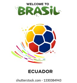 Vector illustration of a soccer ball in the colors of the national flag on the white background. CONMEBOL Copa America 2019 soccer championship tournament in Brasil. Broadcast template. Football champ