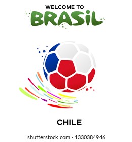 Vector illustration of a soccer ball in the colors of the national flag on the white background. CONMEBOL Copa America 2019 soccer championship tournament in Brasil. Broadcast template. Football champ