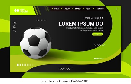  Vector illustration of soccer ball
 concept based landing page design