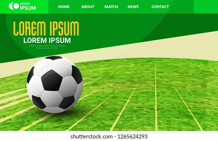  Vector illustration of soccer ball
 concept based landing page design