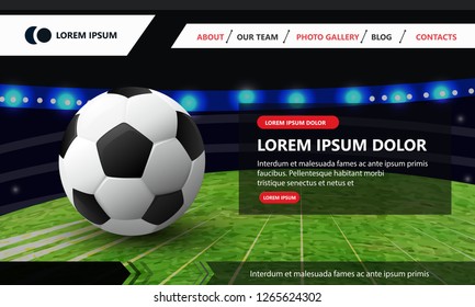  Vector illustration of soccer ball
 concept based landing page design