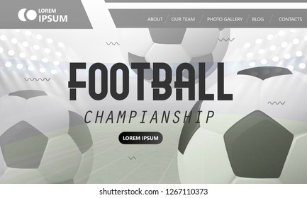 Vector illustration of soccer ball concept based landing page design