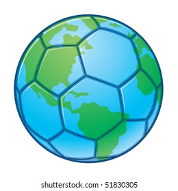 Vector illustration of a soccer ball designed to look like the planet earth. Great for World Cup designs.