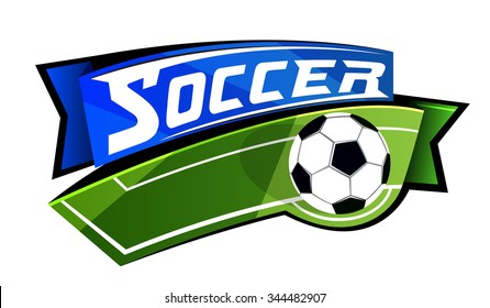 Vector illustration of soccer ball & soccer field