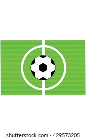 Vector illustration of soccer ball with field & goal posts in the abstract bacground