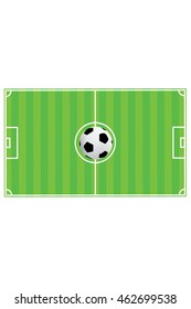 Vector illustration of soccer ball with field & goal posts in the abstract bacground