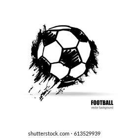 Vector illustration of a soccer ball. Football sketch. Grunge style. Dirty artistic design.