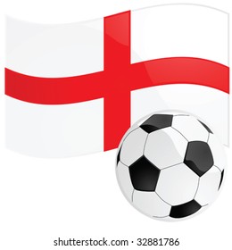 Vector illustration of a soccer ball in front of the English flag