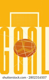 Vector illustration of a soccer ball in a goal net. Goal scored.

