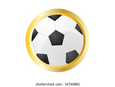 Vector illustration of soccer ball with golden element