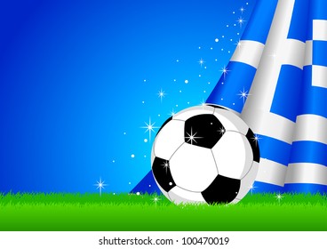Vector illustration of a soccer ball with Greece insignia