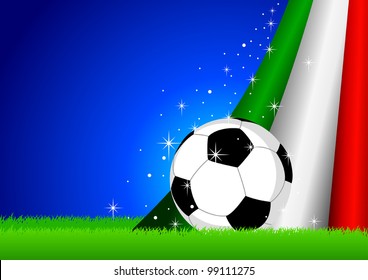 Vector illustration of a soccer ball with Italy insignia