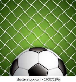 Vector illustration of soccer ball in net